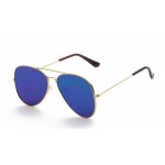 Blue Oversized Rider Aviator Mirror Polarized Lens Gold Frame Vintage Sunglasses